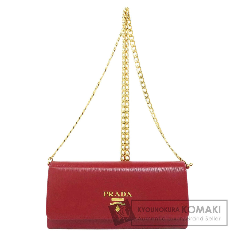 Prada Chain Wallet Long coin Saffiano Leather